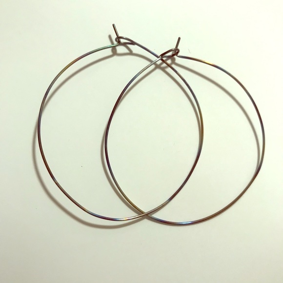 Large 2.5 in. Titanium Hoop Earrings Torch Colored - Picture 1 of 1
